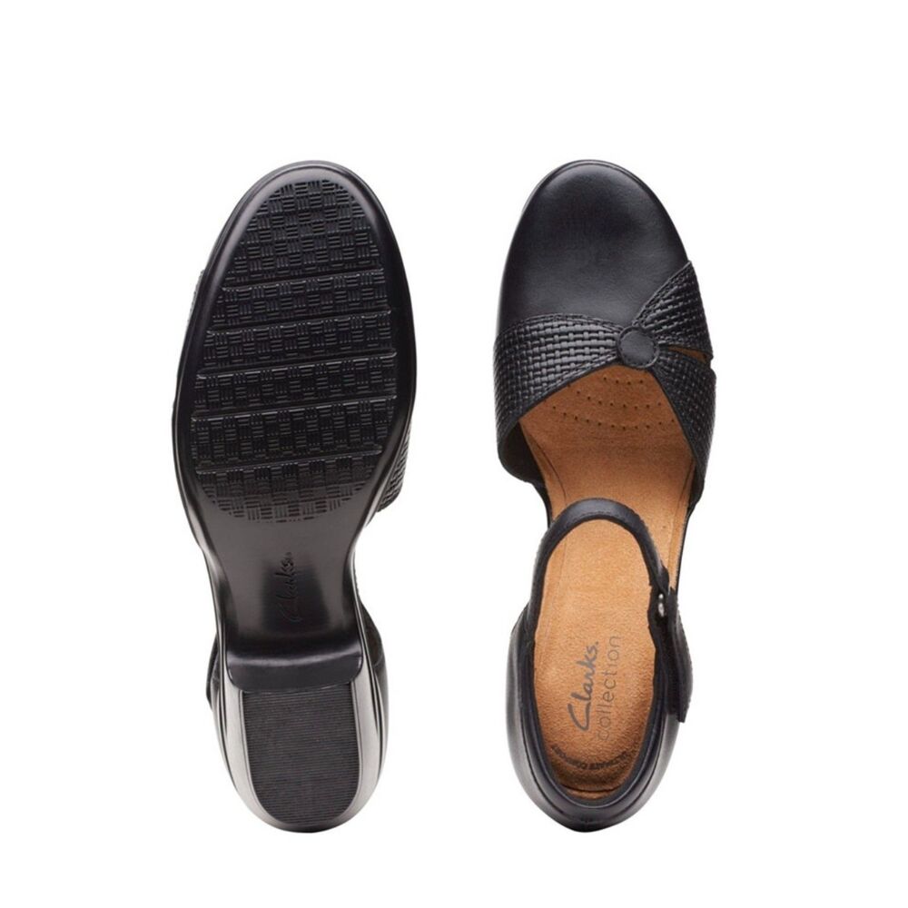 Clarks Emily Rae Women's Leather Sandals Ankle Strap Block Heel Comfort, 8.5M - Picture 4 of 15